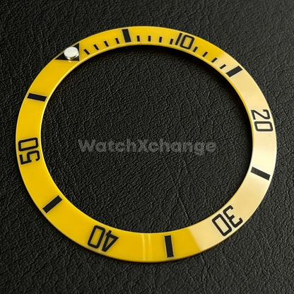 Yellow Ceramic Bezel Insert 38mm GMT For Rolex Seiko SKX007 SKX009 SRPD Sloped