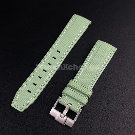 Light Green 20mm Silicone Rubber Curved End Watch Strap Band For Omega Rolex