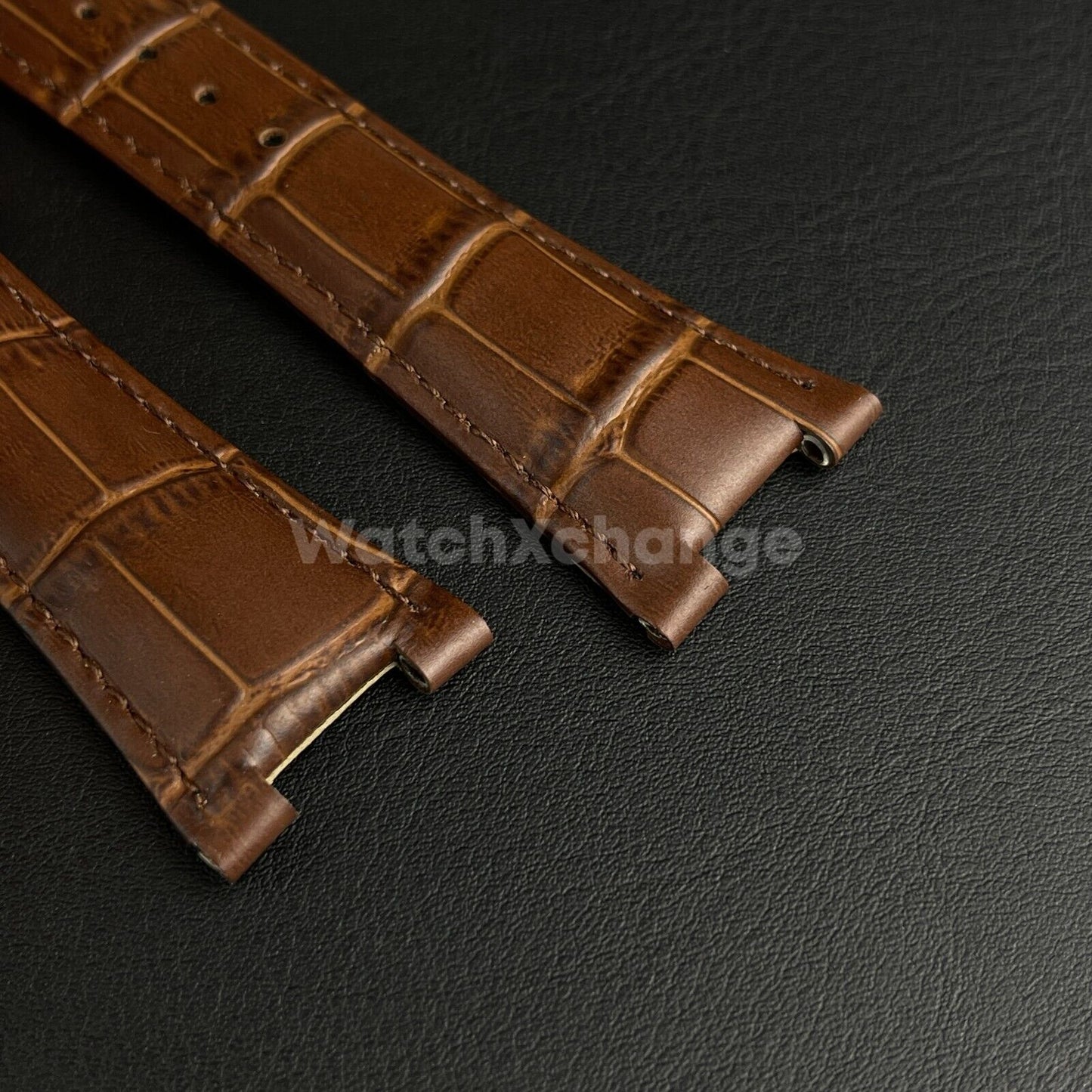 25mm Brown Leather Strap Band For Patek Philippe Nautilus Wrist Watch Clasp