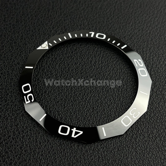 Black & White 40.9mm x 33.2mm 12 Sided Ceramic Watch Bezel Insert