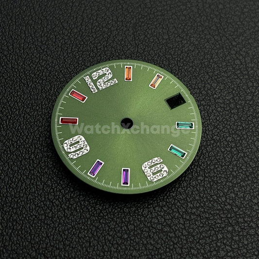 28.5mm Green Rainbow Sunburst Watch Dial for SEIKO NH35 NH36 Movement Parts
