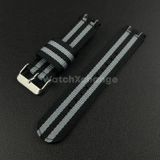 Black & Grey Nylon Strap For Swatch Canvas Watch Band Sport Wristband 17/19/20mm