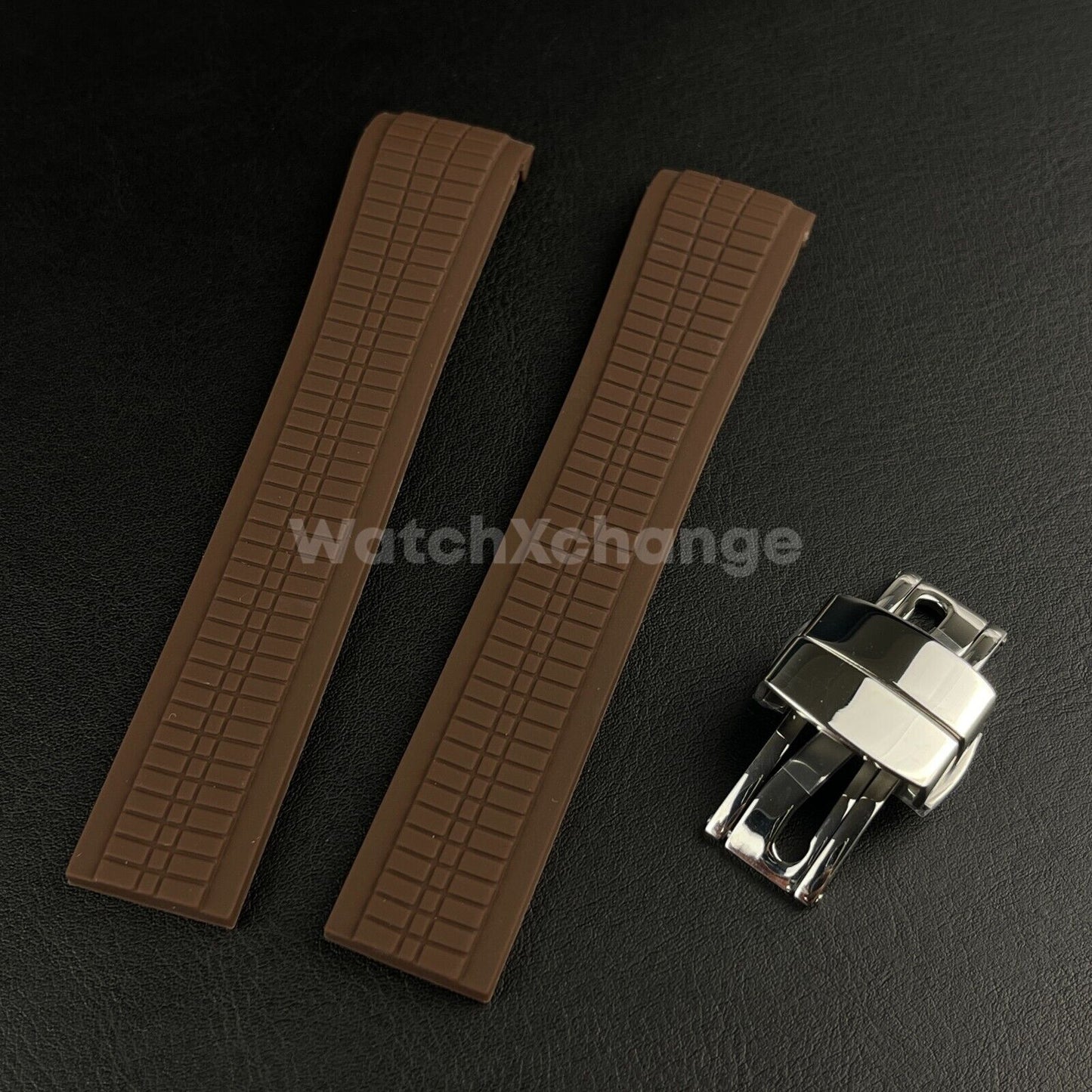 Brown 21mm Silicone Watchband For Patek Philippe Aquanaut Grenade 5164 5167