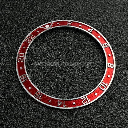 Red & Silver 38mm Sloping Bezel Insert For Watch Seiko GMT Rolex SKX007 SRPD