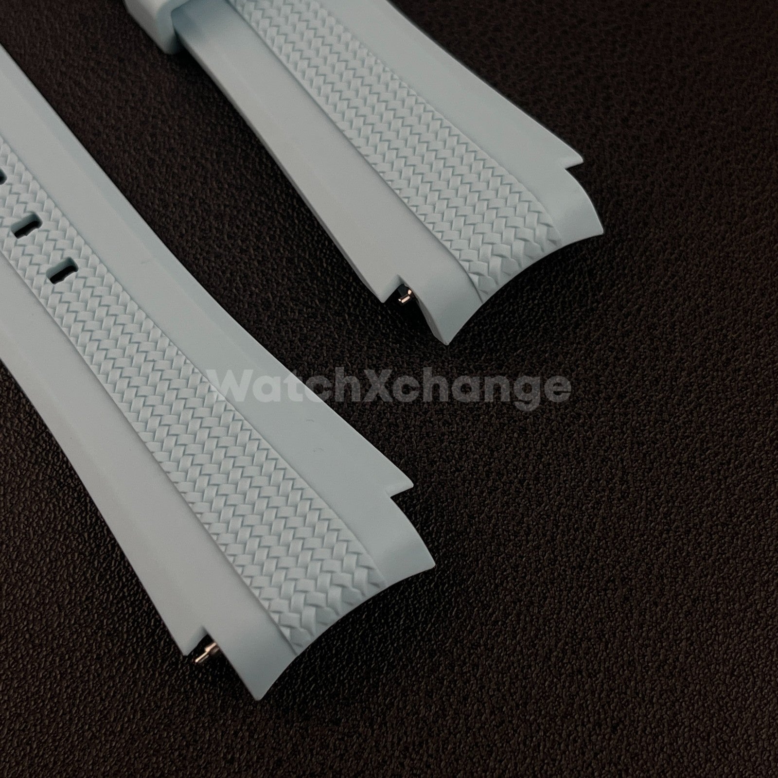 Light Blue 20mm Silicone Rubber Curved End Watch Strap Band For Omega Rolex