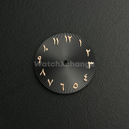 28.5mm Black & Rose Gold Arabic Watch Dial NH35 NH36 Movement Professional