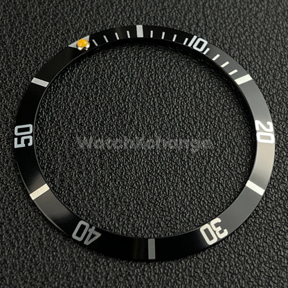 Black & Silver 36.5mm Sloped Aluminium Watch Bezel Insert for Rolex Seiko