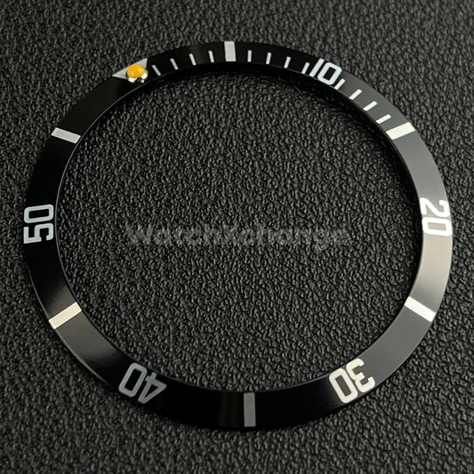 Black & Silver 36.5mm Sloped Aluminium Watch Bezel Insert for Rolex Seiko
