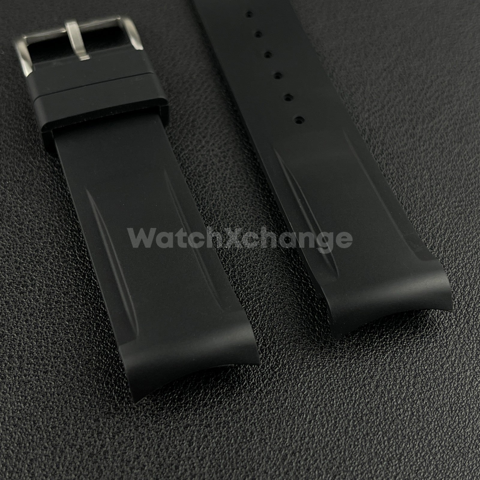 Black 20mm Silicone Rubber Curved End Watch Strap Band For Omega Rolex
