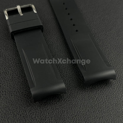 Black 20mm Silicone Rubber Curved End Watch Strap Band For Omega Rolex