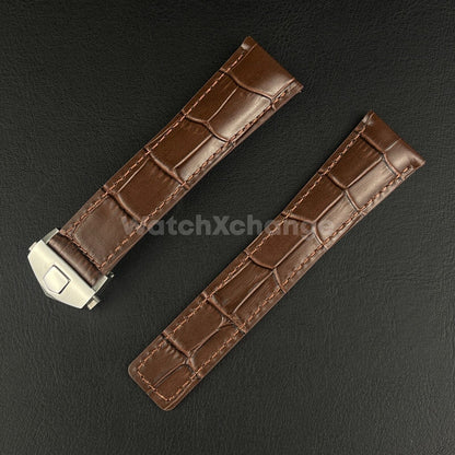 Brown Genuine Leather Strap For Tag Heuer Monaco Carrera Crocodile 20mm 22mm