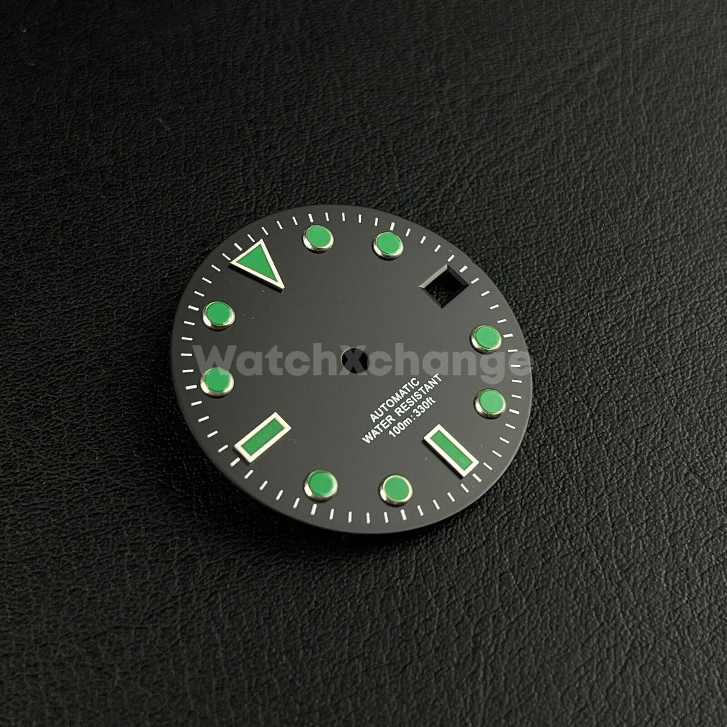 28.5mm Black & Green Watch Dial for SEIKO NH35 Watch Movement Parts