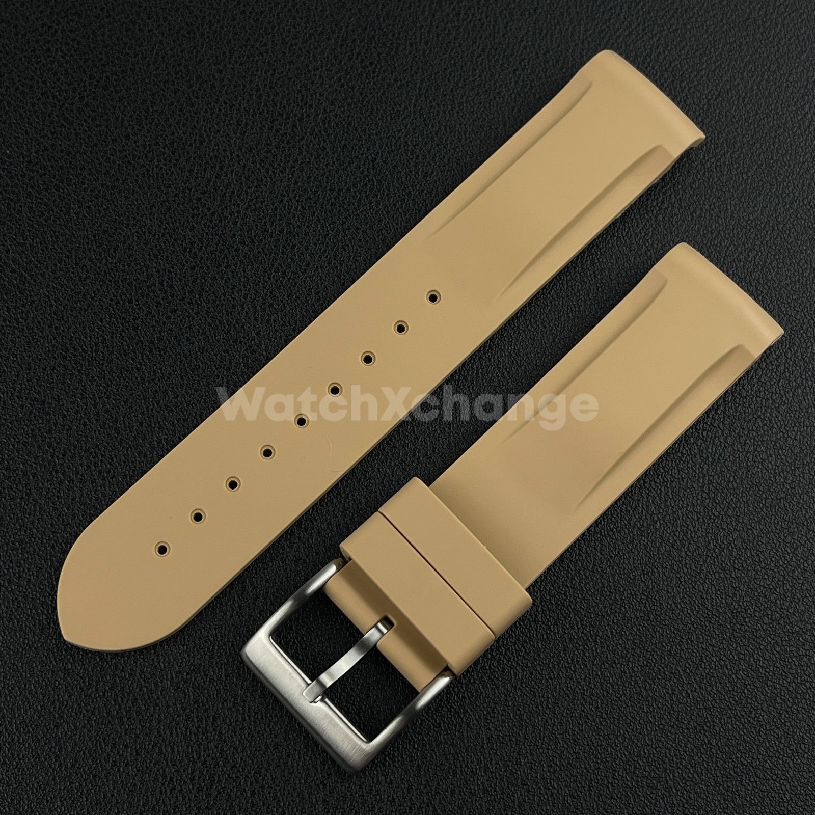 Brown 20mm Silicone Rubber Curved End Watch Strap Band For Omega Rolex
