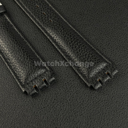 Black Genuine Leather Watch Band Strap 17mm for SWATCH YCS YAS YGS