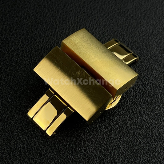 Gold Metal Watch Butterfly Buckle Stainless Steel Double Press Clasp 16-22mm
