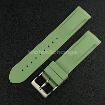 Green 20mm Silicone Rubber Curved End Watch Strap Band For Omega Rolex