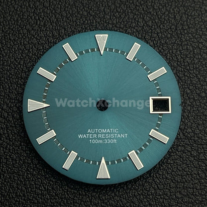 29mm Blue Watch Dial w/Green Luminous Replacement for NH35 4R35 Movement