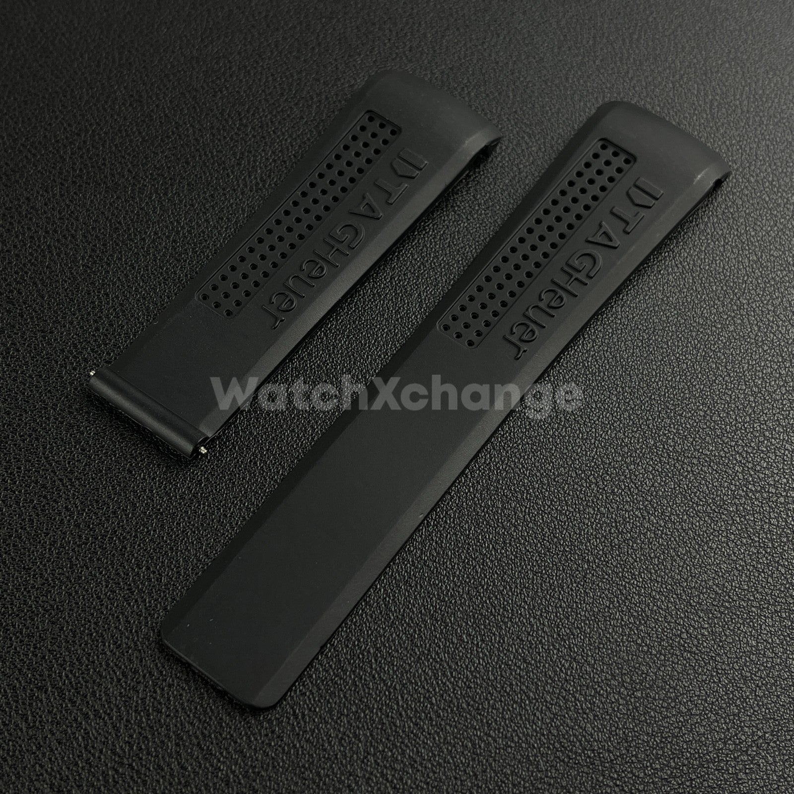 24mm Black Rubber Watch Strap Band Breathable Waterproof For TAG Heuer Carrera