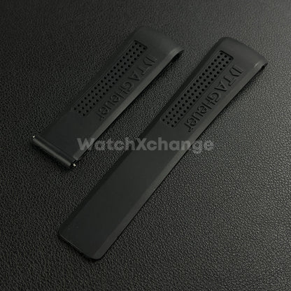 24mm Black Rubber Watch Strap Band Breathable Waterproof For TAG Heuer Carrera