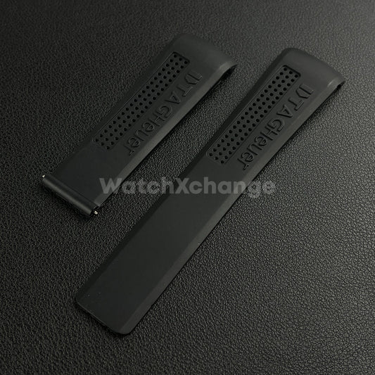 24mm Black Rubber Watch Strap Band Breathable Waterproof For TAG Heuer Carrera