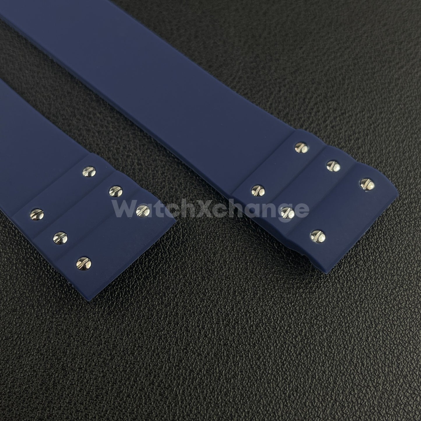 Blue 21mm Silicone Rubber Watch Strap For Cartier Santos