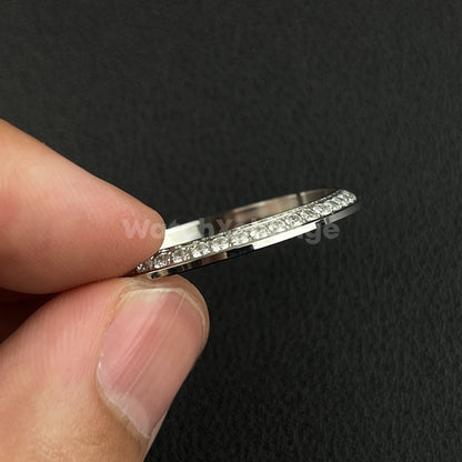 Silver Curved Gemstone Stainless Steel Watch Bezel Insert Ring 36mm 39mm