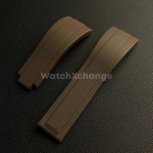 20mm Brown Silicone Rubber Watch Strap Band For Rolex OYSTERFLEX GMT
