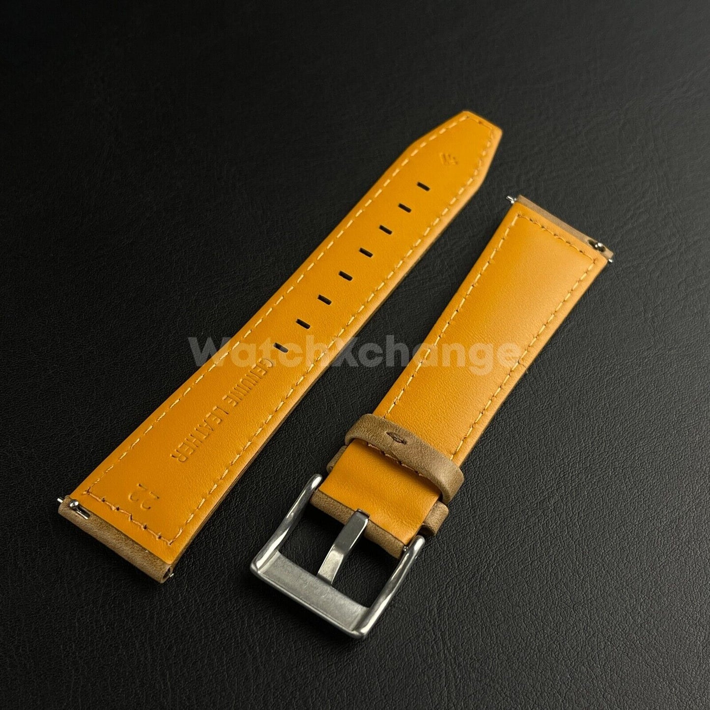 Khaki Genuine Leather Watch Wrist Band Mens Strap 21/22mm Fit Longines Pioneer