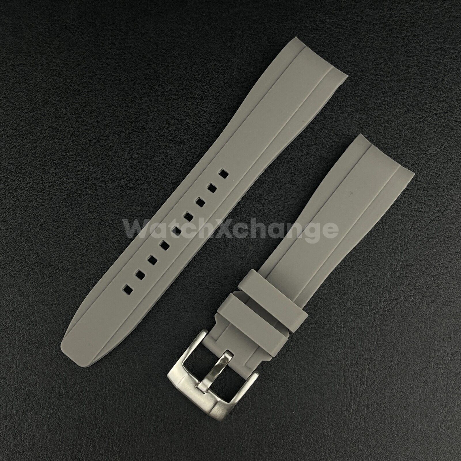 Grey 20 22mm Rubber Curved End Watch Strap Band Made For Rolex Submariner GMT