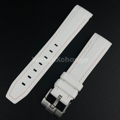 White 20mm Silicone Rubber Curved End Watch Strap Band For Omega Rolex