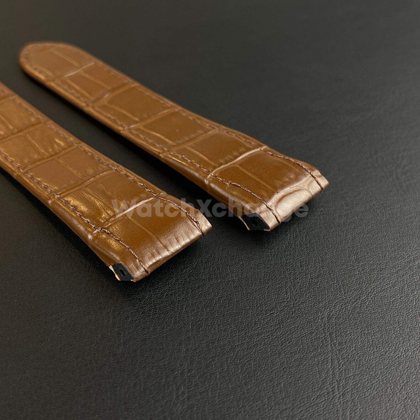 Brown Genuine Leather Watch Straps Mens Band Fits Cartier Santos 23mm