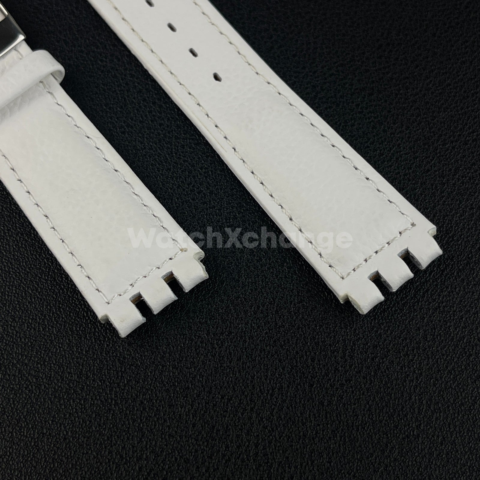 White Genuine Leather Watch Band Strap 17mm for SWATCH YCS YAS YGS
