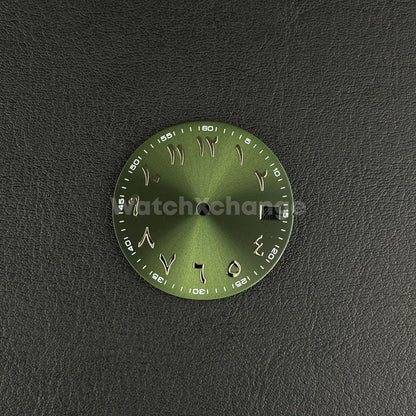 28.5mm Olive Green Silver Arabic Watch Dial NH35 NH36 Movement Professional