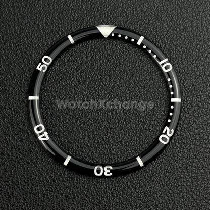 Black & Silver 38mm Flat Resin Bezel Insert For Divers Watch Seiko Mod SKX SRPD