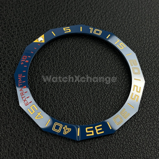 Blue & Gold Red 40.9mm x 33.2mm 12 Sided Ceramic Watch Bezel Insert