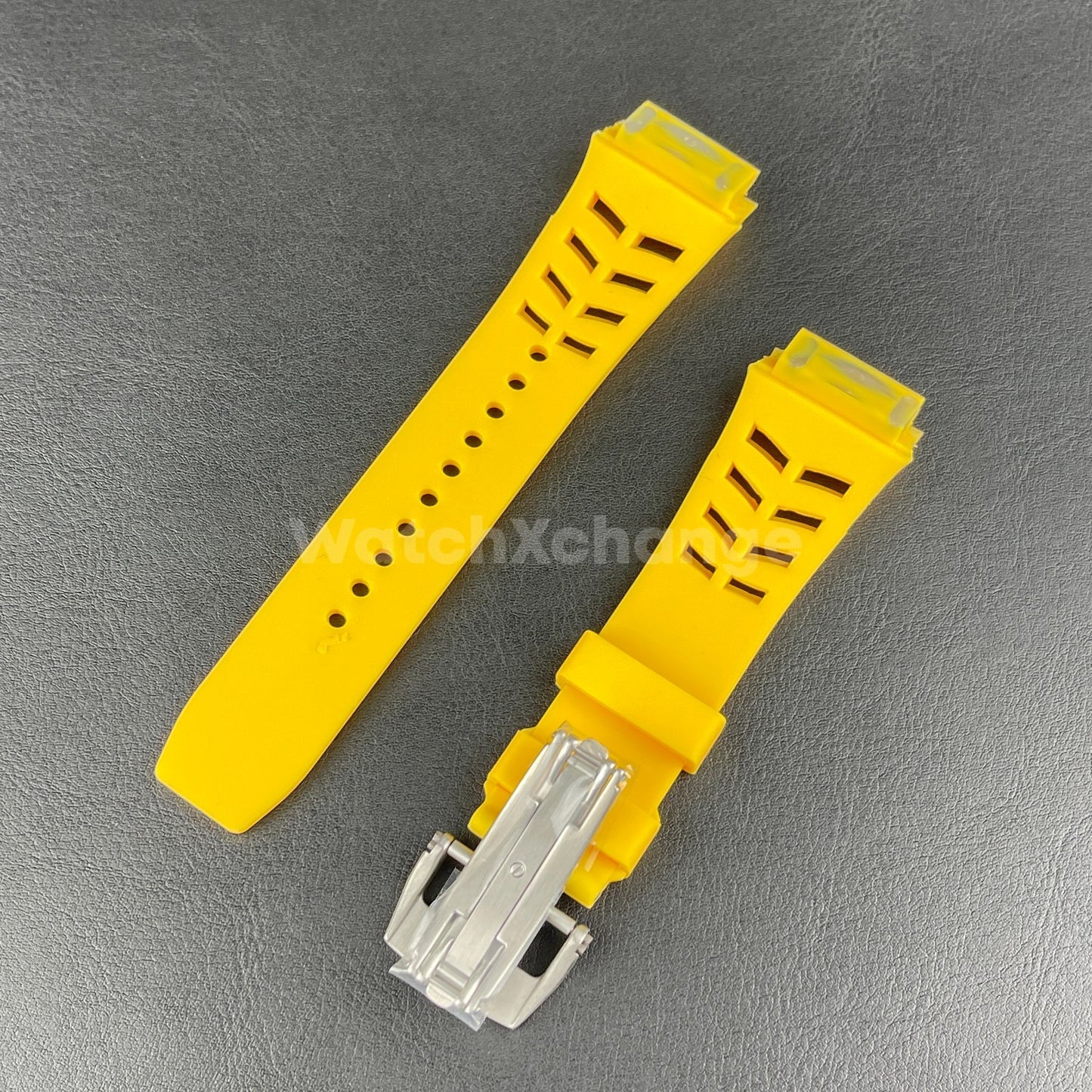 Yellow 25mm-Spring Bar-Watch Rubber Band Strap For RICHARD MILLE RM011 RM-11
