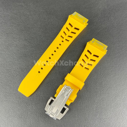 Yellow 25mm-Spring Bar-Watch Rubber Band Strap For RICHARD MILLE RM011 RM-11