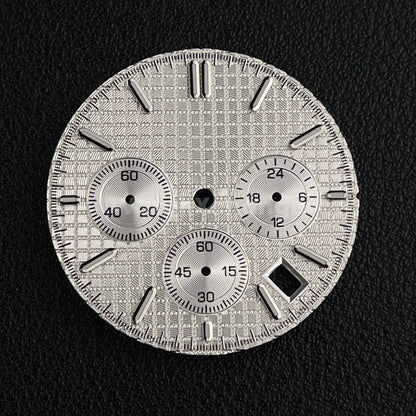 Silver 31.8mm Modified Watch Dial Accessory for VK63 Quartz Movement
