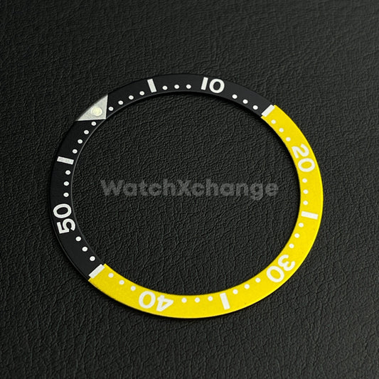 Black & Yellow 38mm Flat Aluminium Bezel Insert For Diver Watch Seiko Mod Turtle