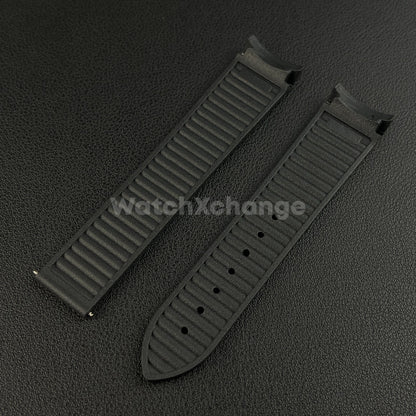 Black Omega Seamaster 41mm 300M Silicone Rubber Curved End Strap 20mm