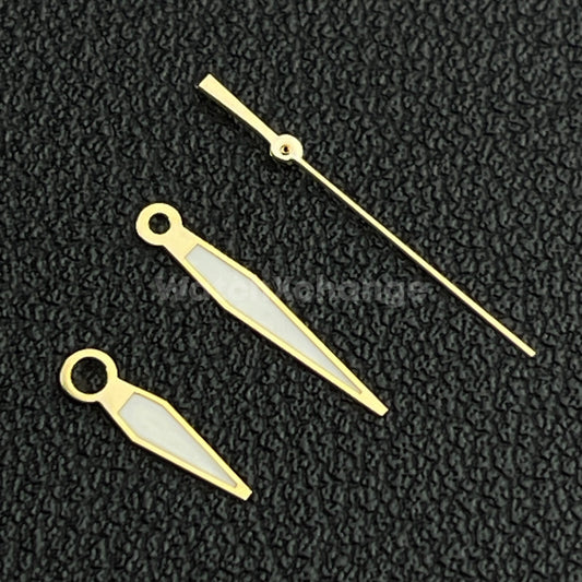 Gold & White Watch Hands For SEIKO NH35 NH36 Movements Pilot Style