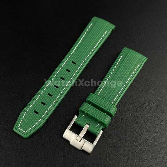 Dark Green 20mm Silicone Rubber Curved End Watch Strap Band For Omega Rolex