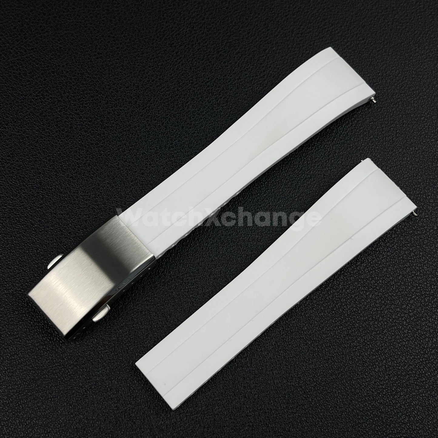 White Rubber Watch Strap Deployment Clasp Cut To Size Quick Release 20mm 22mm