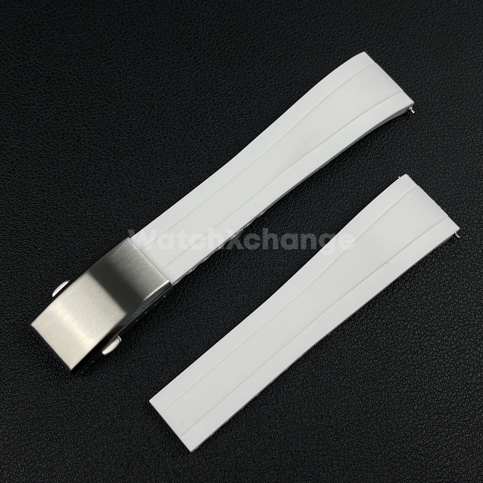 White Rubber Watch Strap Deployment Clasp Cut To Size Quick Release 20mm 22mm