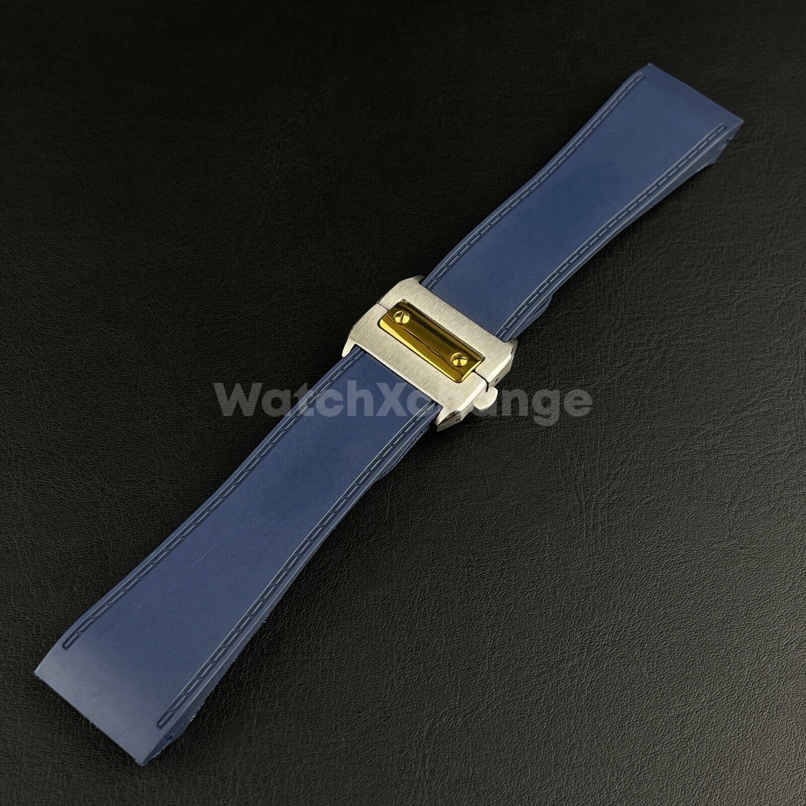 Blue Silicone Rubber Diver Strap Band for Cartier Santos 100 XL Large 23mm 25mm