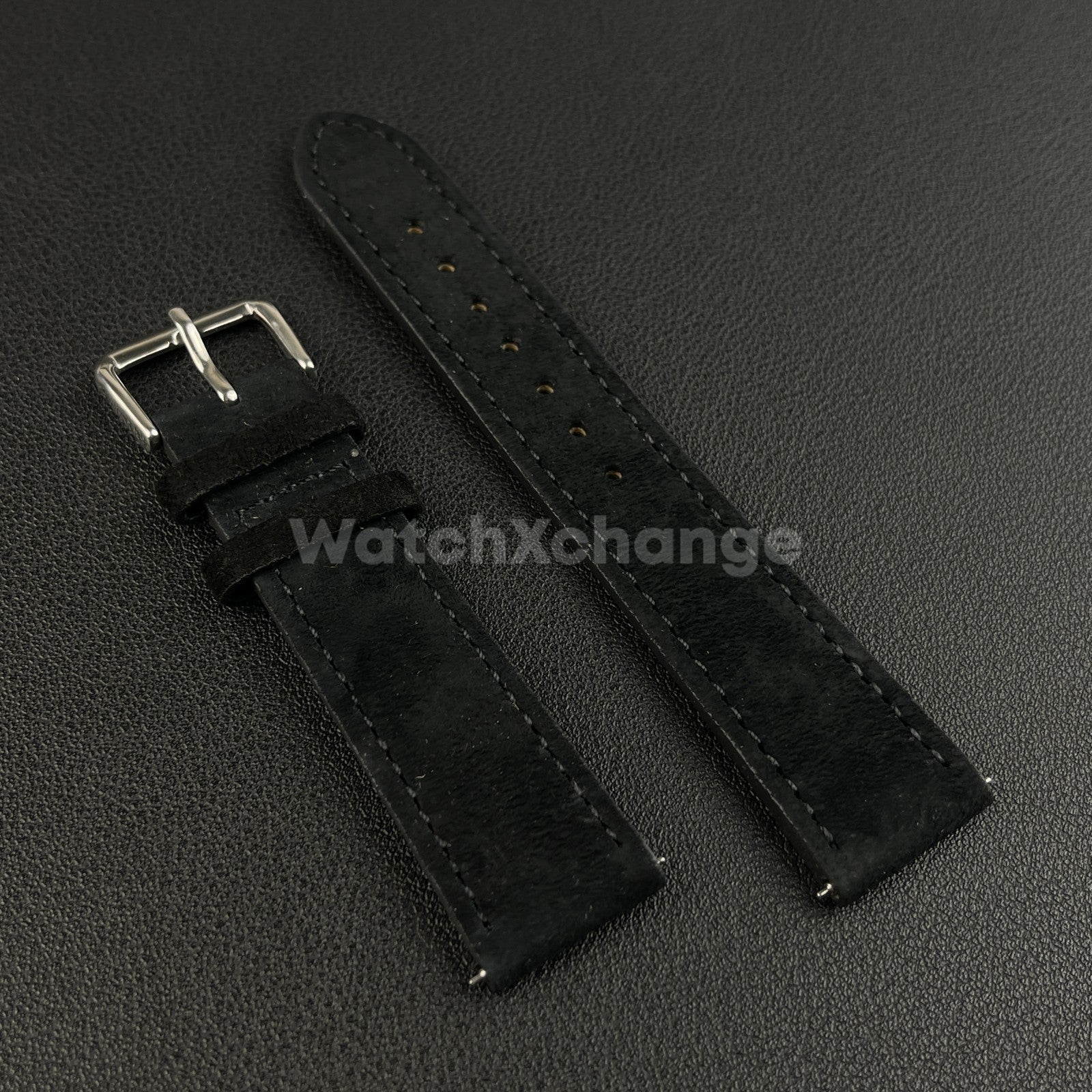 Black Watch Strap Suede Leather Premium Quick Release Band 18 19 20 22mm