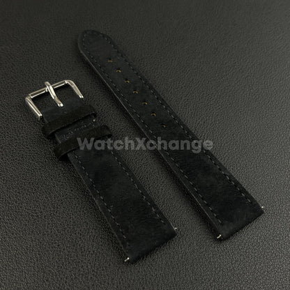 Black Watch Strap Suede Leather Premium Quick Release Band 18 19 20 22mm