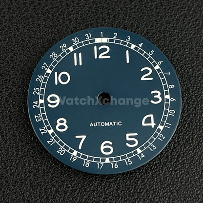 28.5mm Blue Pilot Field Watch Dial Replacement for NH35 Watch Movement Parts