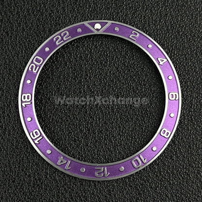 Purple & Silver 38mm Sloping Bezel Insert For Watch GMT Seiko Rolex SKX007 SRPD