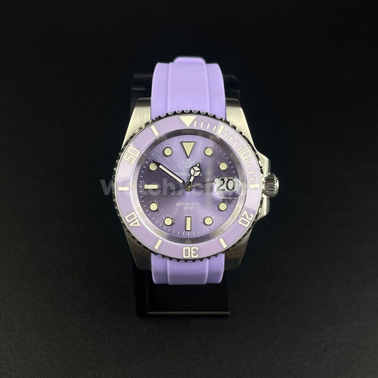 STEELDIVE Purple 41mm Diving Mens Watch NH35A Automatic Movement Sapphire Steel